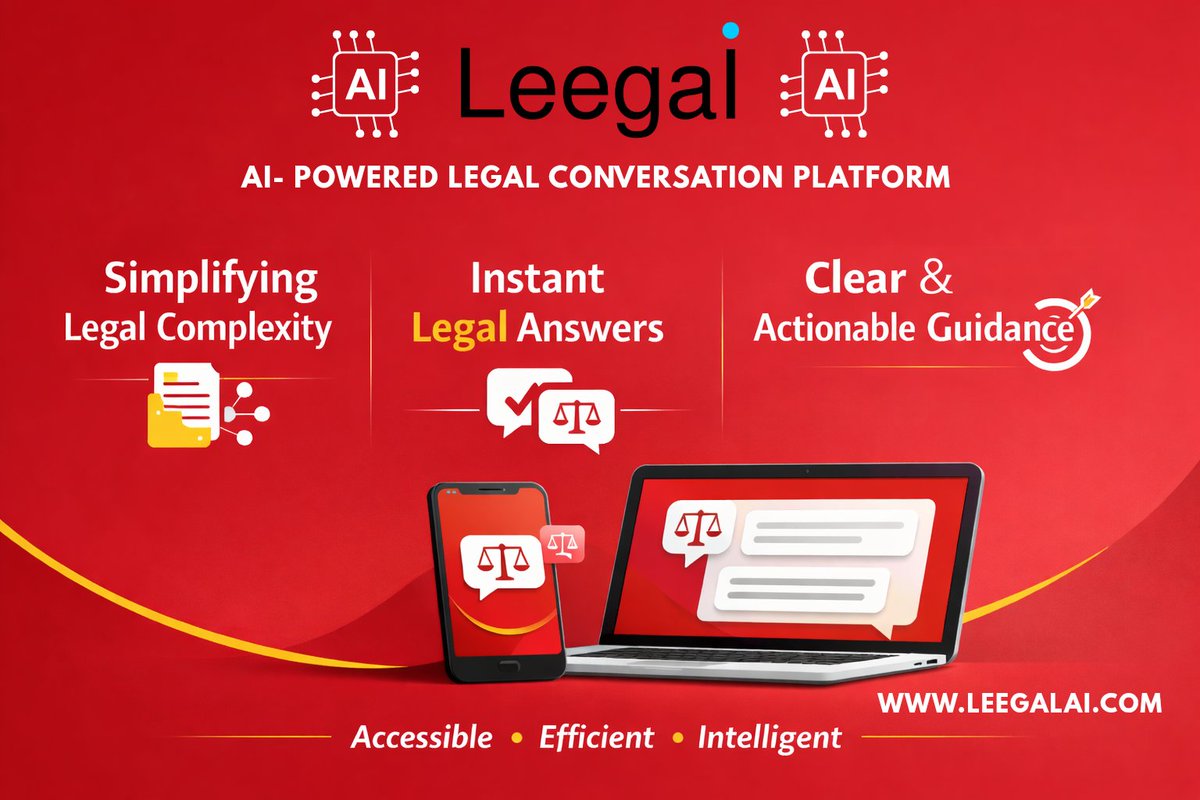 LeegalAI's tweet photo. LeegalAI is an AI-powered legal conversation platform designed to make law accessible, efficient, and intelligent.

Expand your understanding:- https://t.co/SCfEMlhmgZ

#legaltech #legaladvice #legalsupport #legalinnovation #smartsolutions  #AIInnovation https://t.co/rypkCQZSu8