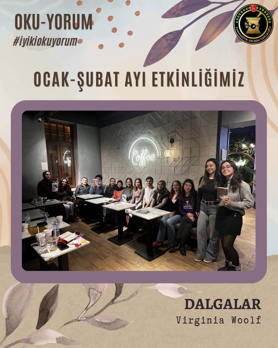 Ocak–Şubat ayı kitabımız Dalgalar ile 27 Şubat’ta buluşup karakterlerin iç dünyasında derin sohbetlere daldık, kitabı 5.4/10 puanladık. 🌊

Katılan herkese teşekkürler, bir sonraki etkinlikte görüşmek üzere! 💫

#okuyorum #hüfgt #hacettepe #hacettepeeczacılık