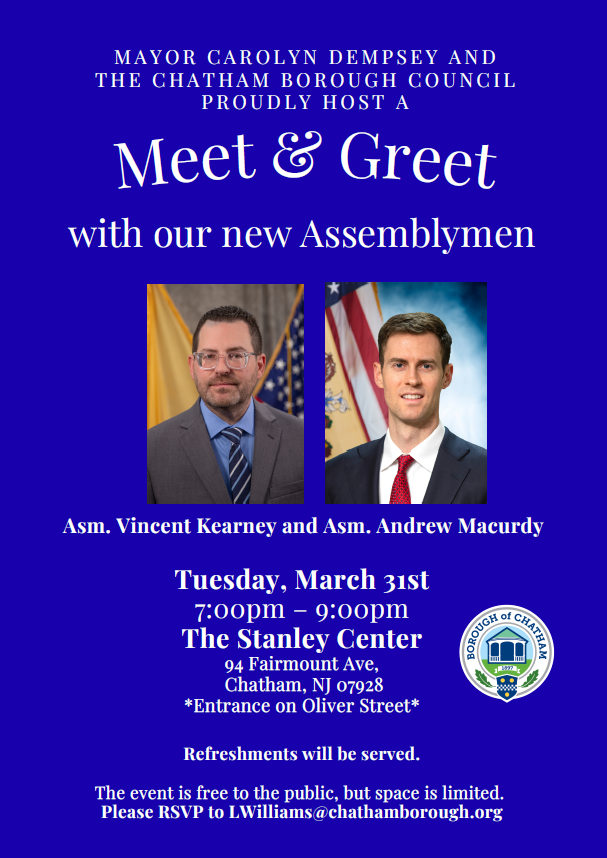 Please RSVP to our Department of Community Services Director, Leslie Williams: lwilliams@chathamborough.org.