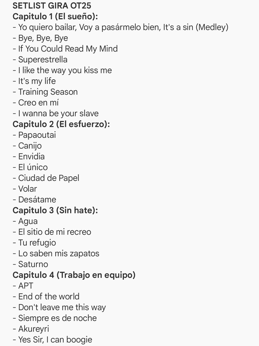 decibeliostan's tweet photo. SETLIST GIRA OT25 #OT2025 https://t.co/iFGoHWcwD8