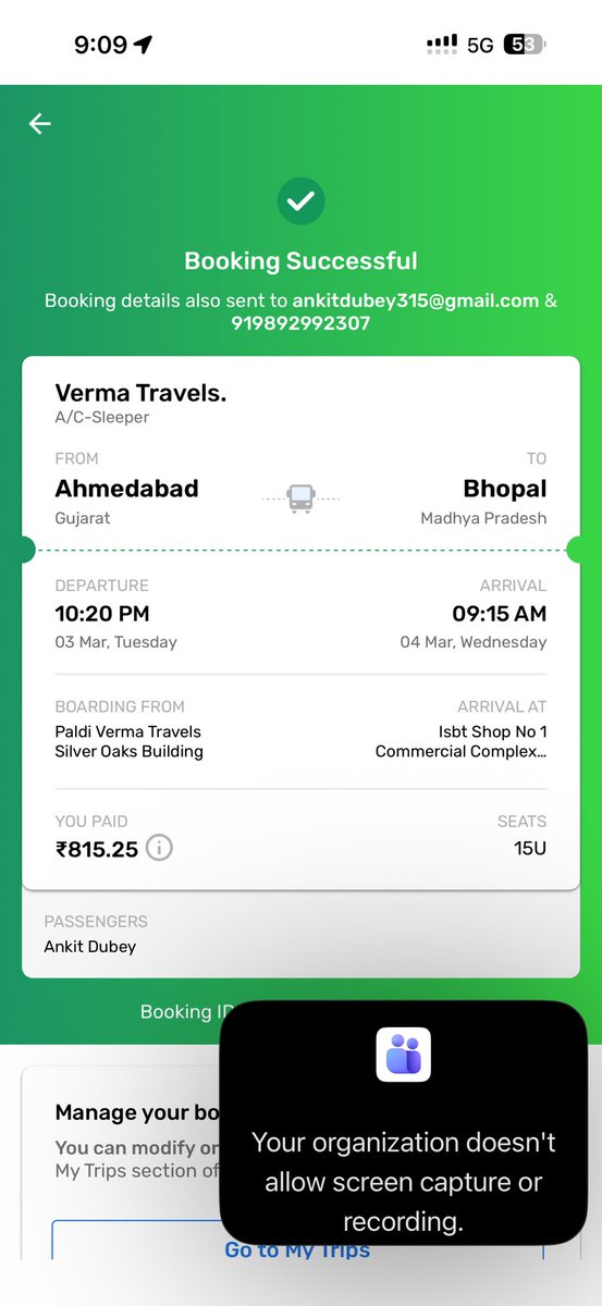 Hunkit1396's tweet photo. @goibibo Dear Team, my bus operator has cancelled the bus from AHEMDABAD TO bhopal, please refund as you mentioned on GOIBIBO  app (4x) as I have GOASSURED my trip. Had to book another ticket from verma travels. Please do not repeat , this has been the 2nd time (BHAIIYA, MR buses https://t.co/lWDBBghN19