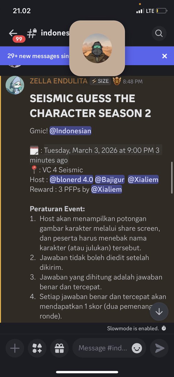 Thanks for joining “Guess The Character S2” Shoutout to our Winners
1st <a href="/0xFizh/">Apis</a> 
2nd <a href="/Fajar82132202/">Odenk</a> 
3rd <a href="/0xJorex/">Jorex</a> 

Pfp coming soon, let me cook first 🙌  <a href="/SeismicSys/">Seismic</a> <a href="/SeismicsysIDN/">SeismicIndonesia🇮🇩</a>