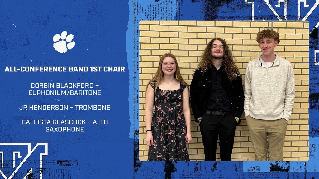 Congratulations to Corbin Blackford, JR Henderson, and Callista Glascock on earning 1st chair in the all-conference band auditions!!! Way to represent our school!