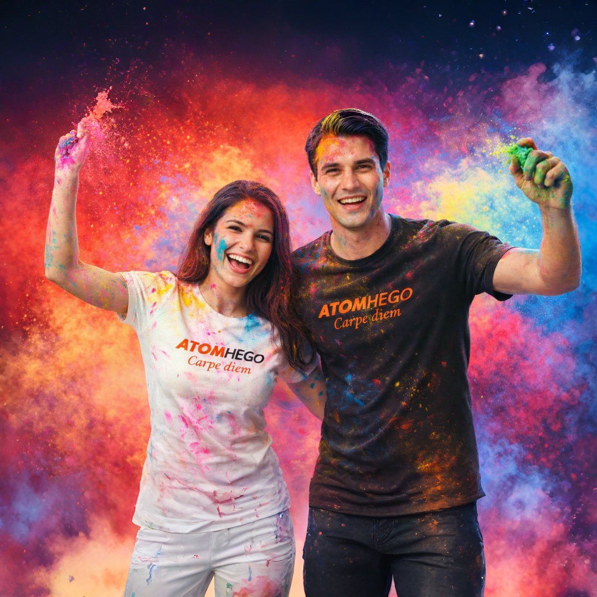AtomHego's tweet photo. This Holi, don’t just wear colours.
Become the colour.

Celebrate every splash, every laugh, every fearless moment.
Let passion paint your journey and confidence define your style.

✨ Seize the day.
✨ Own your vibe.
✨ Play bold.

Happy Holi from Atom Hego. https://t.co/4vXfk4tukh
