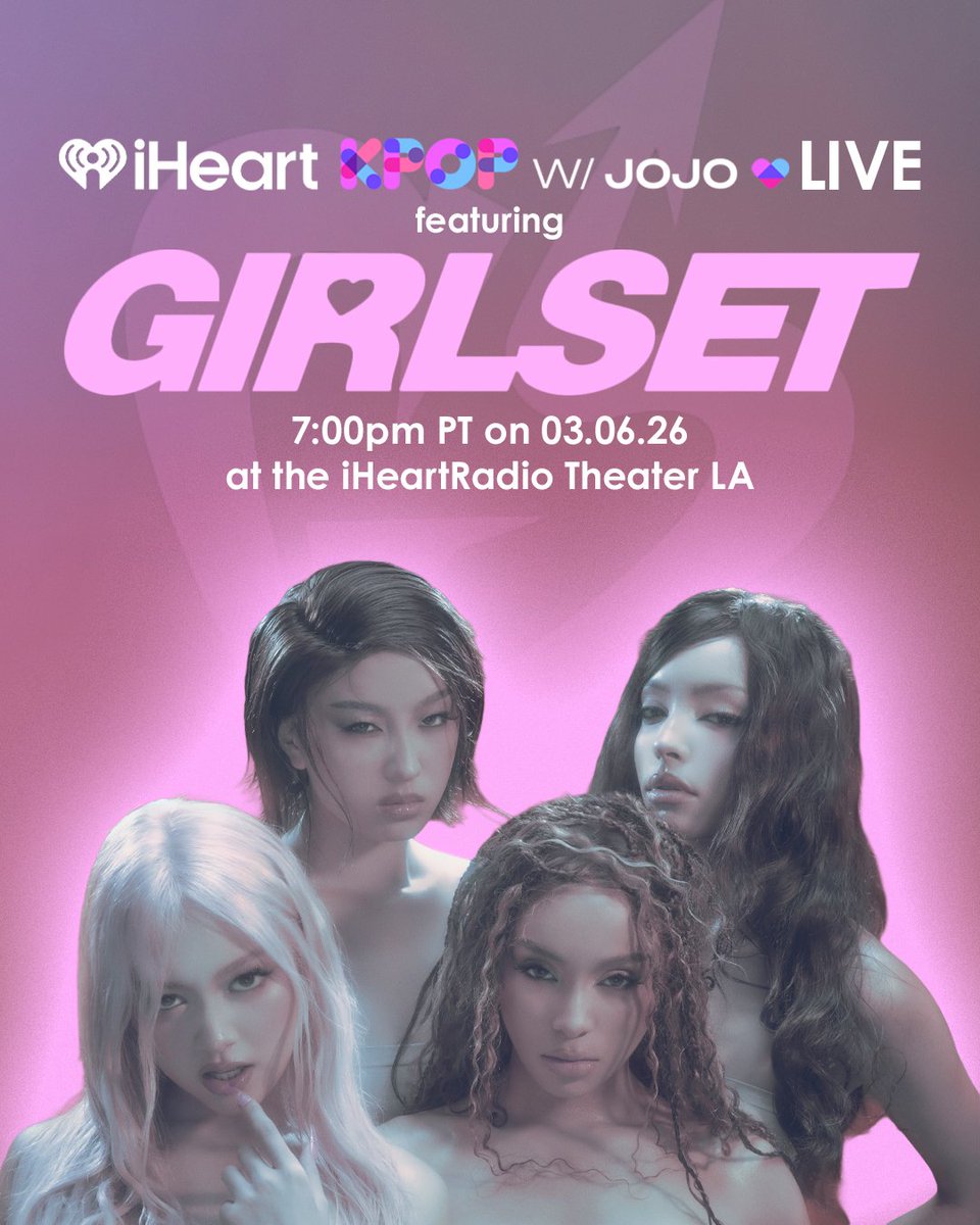 ✧⁠◝ ÉMISSION ◜⁠✧

Les filles participeront à une émission radio le 7 mars à 4h00 🇫🇷 sur iHeartRadio

→ Nous sommes très heureuses de célébrer notre nouveau single "Tweak" avec vous ! Nous faisons équipe avec iHeartRadio et Jojo pour un LIVE spécial ! 🎮💕 

#GIRLSET #Tweak