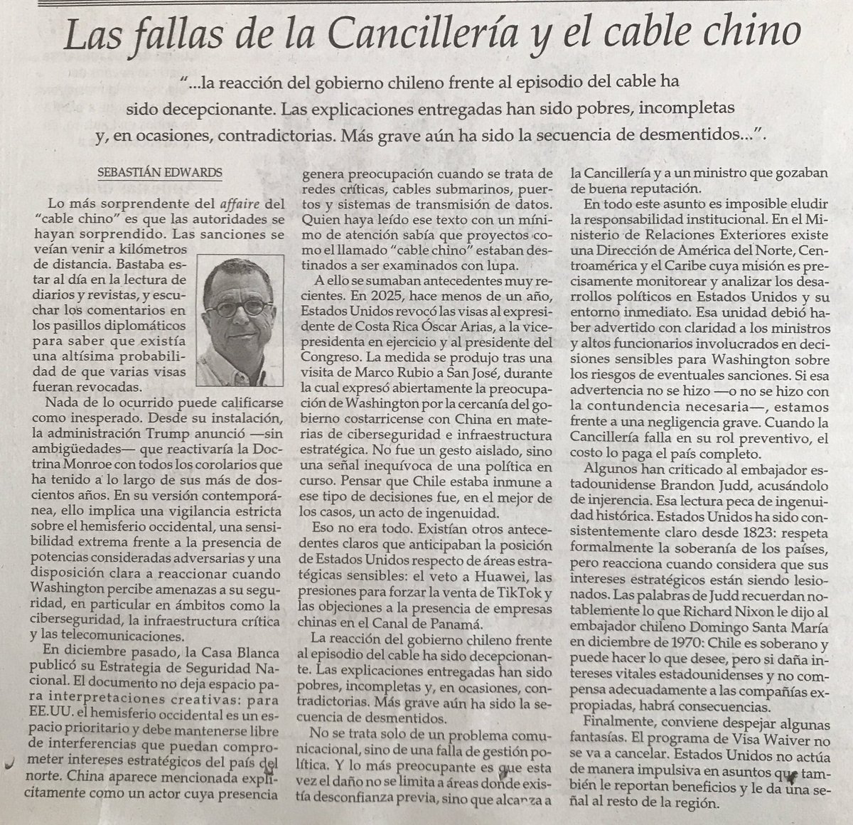 El cable no podía prosperar, por lo que el objetivo real parece ser anotarse un triunfo vía la paternidad de conflictuar a Chile con las potencias.
La cancillería optó por lealtad al gobierno.