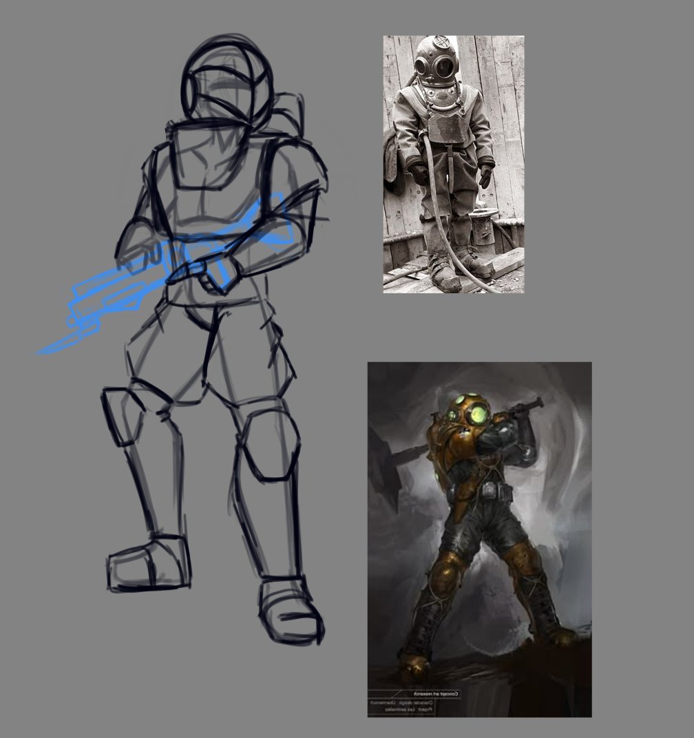 pyerack's tweet photo. Experimenting with some more odd ideas for the design of Troorian soldiers. I'm trying to make something isn't just generic soldier man and stands out a bit.

I kinda like the weird ball helmet🤔 https://t.co/z2xj2ZKKoa