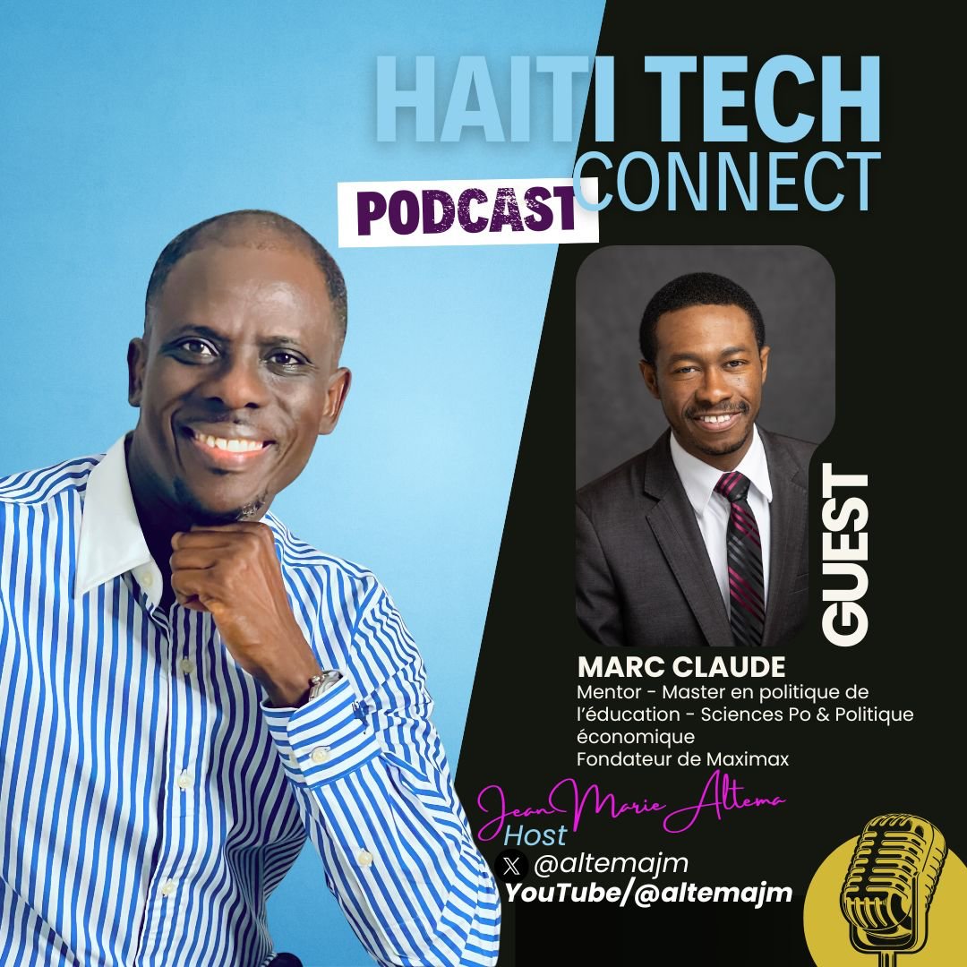 altemajm's tweet photo. Dans le prochain épisode d'Haiti Tech Connect Podcast, je reçois Marc R. Claude

Marc est un leader engagé à l’intersection des politiques publiques, de l’éducation et de la transformation numérique, avec plus de 15 ans d’expérience en Amérique du Nord, en Europe, en Asie et dans les Caraïbes. Diplômé de Harvard University (Ed.M., 2024), avec un parcours académique incluant la London School of Economics, l’Université Laval et Missouri Southern State University, il incarne une expertise internationale au service de l’impact.

Chef d’équipe des produits de données chez Services aux Autochtones Canada, il développe des solutions analytiques qui appuient des politiques publiques fondées sur des données probantes. À travers son initiative Maximax, il a accompagné plus de 70 mentorés vers 1,7 million de dollars en bourses d’études, dont 80 % sont issus de la première génération universitaire.

Sa vision : faire de l’innovation, du numérique et du leadership responsable des piliers d’une transformation durable, notamment pour Haïti à l’horizon 2035.
Abonnez-vous à notre chaîne YouTube pour ne rien manquer.
https://t.co/7x4RHyLZjZ