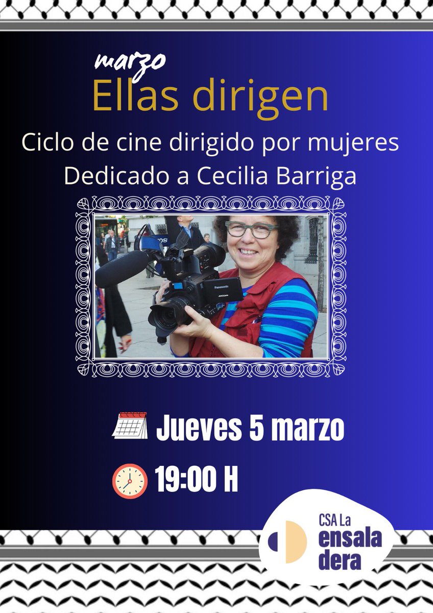 📣Vente este jueves a la sesión sobre la directora Cecilia Barriga. Como siempre tendremos charloteo y picoteo
🕢Te esperamos a las 19h
📍En el CSA la Ensaladera, Sector Pintores 27 #TresCantos