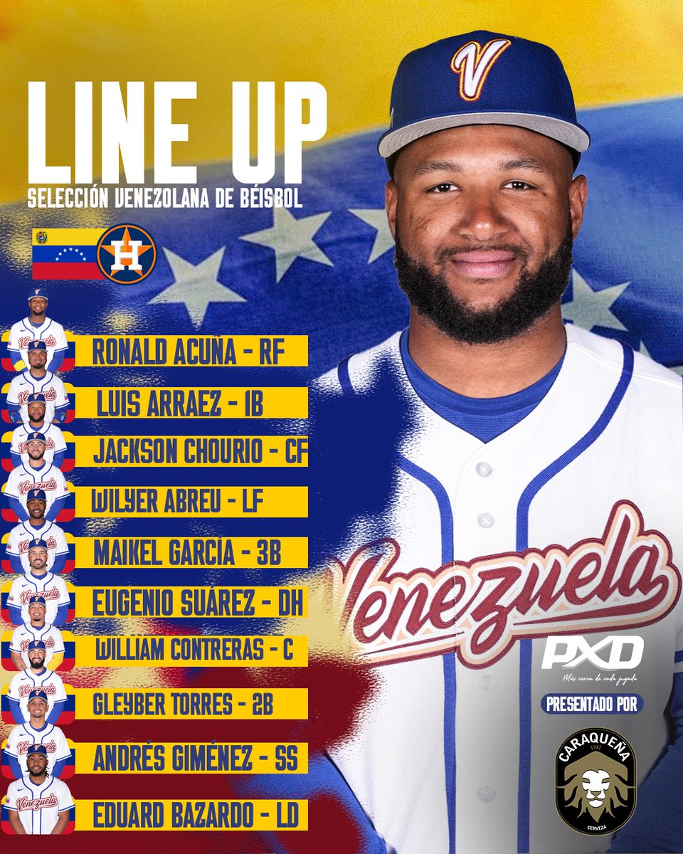 🇻🇪 Este será el Lineup de Venezuela para el encuentro de exhibición ante los Astros de Houston.

Conéctate y disfruta de nuestra reacción en vivo: youtube.com/live/XTM9ceUcN…

Previa desde las 6:00 pm