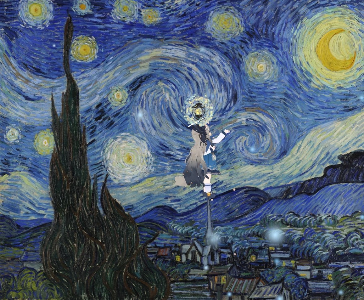 UHQTPN's tweet photo. 絵画モチーフ改変
「星月夜」ゴッホ
すてきな星月夜カンテラを買ったのでゴッホの星月夜をモチーフにした改変を作ったよ。 https://t.co/QzawFWg7AM