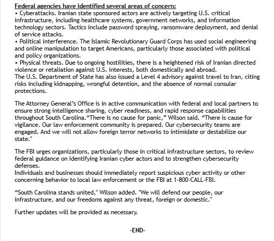 South Carolina Attorney General's Office tweet media