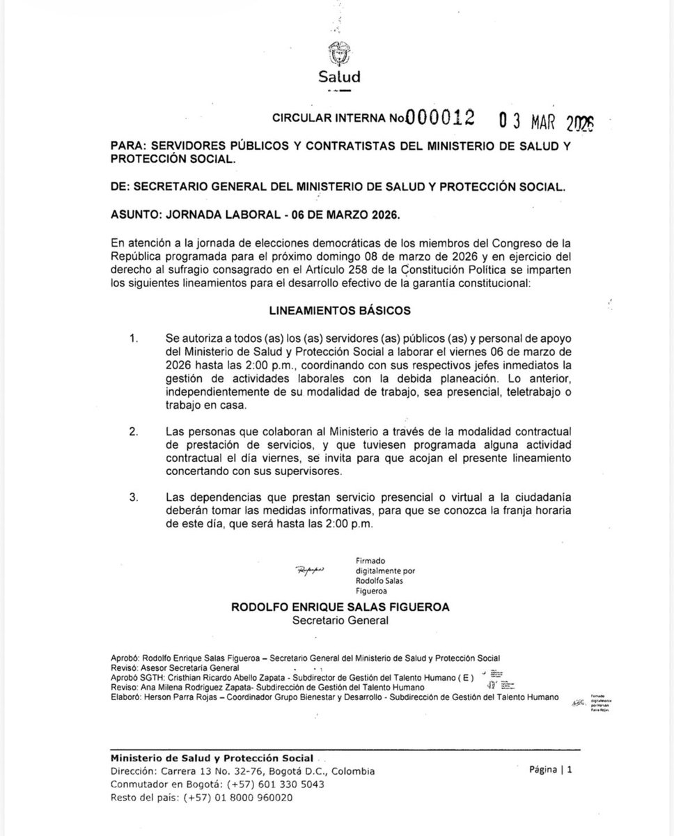 Otra muestra del cinismo y desconocimiento del actual ministerio de salud (no hablemos del anterior) de lo q significa un servicio de salud. En lugar de reforzar la atención en época difícil, tarde libre. Ya están advertidos: viernes nadie puede enfermarse después de las 2pm.
