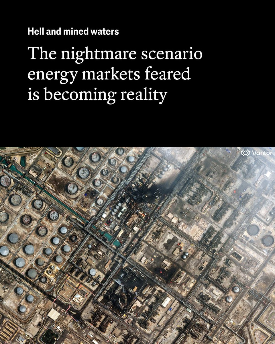 The economic consequences of the energy shock will be far-reaching. These countries will be the first to feel the pain: econ.st/4se9B6I

Photo: Satellite image ©2026 Vantor via AP