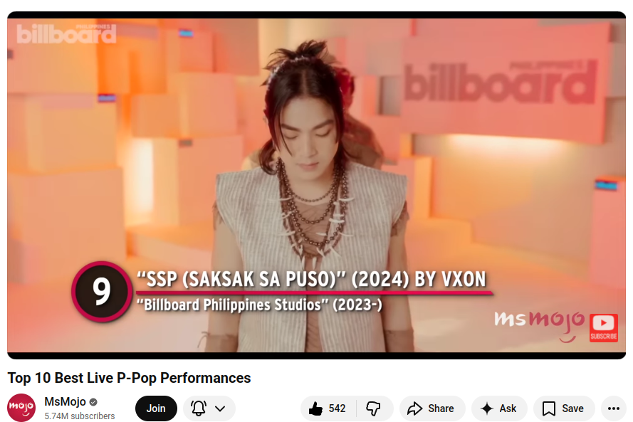 thegradgeee's tweet photo. VXON's live performance of SSP (Saksak Sa Puso) at Billboard Philippines landed in 9th spot  in "Top 10 Best Live P-Pop Performances" by MsMojo on youtube

🔗:  https://t.co/5T4kEkNofN

#VXON #VXON_SSP #LivePerformance #MsMojo https://t.co/LtE7MWFPYe