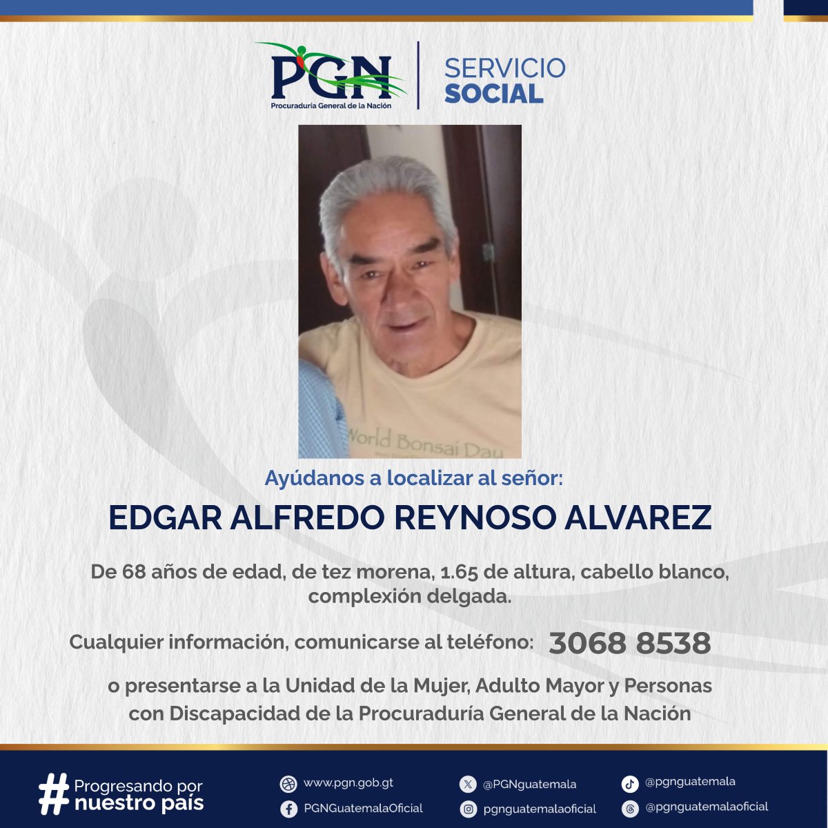 Tu ayuda es importante, comparte la imagen para encontrar a la persona que aparece en la fotografía. #ServicioSocial #PGN
