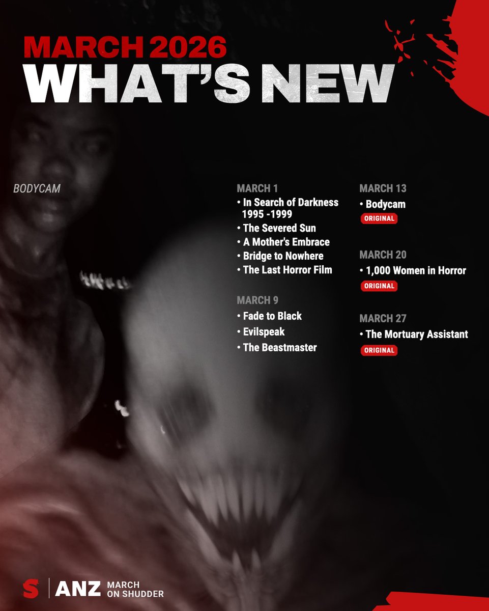 ShudderANZ's tweet photo. Longer days. Restless nights. 👻

Here’s what’s arriving on Shudder this March. https://t.co/LCmgGA3tIC