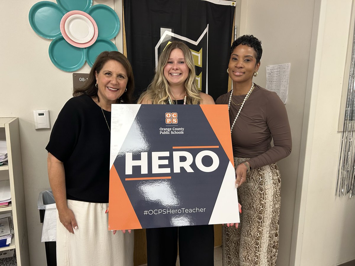 OCPS_R2Succeed's tweet photo. Time to celebrate Mrs. Valentine. A 2nd year teacher, but a leader on campus. She recently achieved the highest student growth in ELA! She also mentors 5th grade girls. She exemplifies excellence, dedication, and ❤️ That’s why she is a #OCPSHeroTeacher @OCPSnews #impactCDL https://t.co/9RcTa8p2Fx