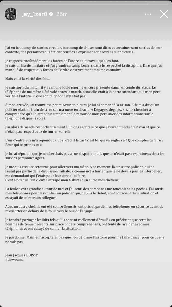 Jean Jacques Boissy revient sur son altercation avec les policiers à la fin du match Sénégal vs Côte-d’Ivoire.