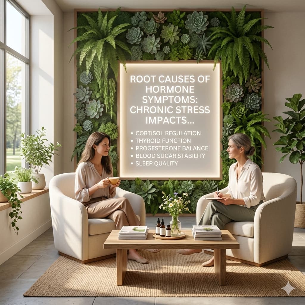 TorontoClinic's tweet photo. Many women think their symptoms are a hormone problem. Often the root is chronic stress.
Elevated cortisol can affect:
• Sleep
• Progesterone
• Thyroid function
• Blood sugar
• Mood
📍 Toronto naturopathic care
💻 Virtual &amp; in-person
#TorontoNaturopath #HormoneHealth https://t.co/XmpsBH2wPP