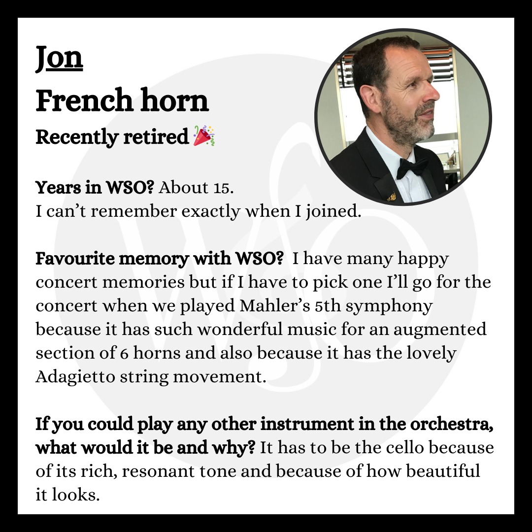 Wokingso's tweet photo. Up this term in our 'meet the orchestra' series, it's one of our brilliant French horn players - Jon! Seems like our cello section should watch out - there are quite a few players with their eye on the cello as a second study! 🎵 https://t.co/nWqsy1xL93