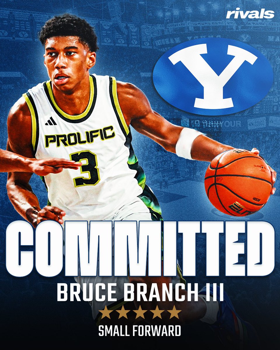 🚨BREAKING🚨 5-star SF Bruce Branch III has committed to BYU, <a href="/JoeTipton/">Joe Tipton</a> reports😼

Read: on3.com/rivals/news/5-…