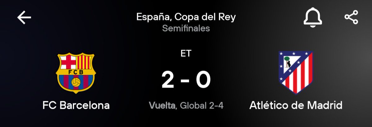 Barcelona al entretiempo con un 2-0🔵🔴

La remontada que parecía imposible está a 2 goles y con un Atlético que se le va a notar el cansancio que lleva por haber jugado cada 3 y 4 días 😵🫢

Simeone contra las cuerdas 😨