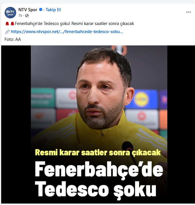 Şimdi kabahatin çoğunun neden sende olduğunu anlatacağım sevgili Fenerbahçeli kardeşim. Sonuna kadar oku. Önce aşağıda ekran görüntüsünü aldığım <a href="/ntvspor/">NTV Spor</a> 'un Facebook post'una bir bak. Ntv Spor'un orada bahsettiği karar, senin düşündüğün şey değil. Sağlık durumu doğrultusunda