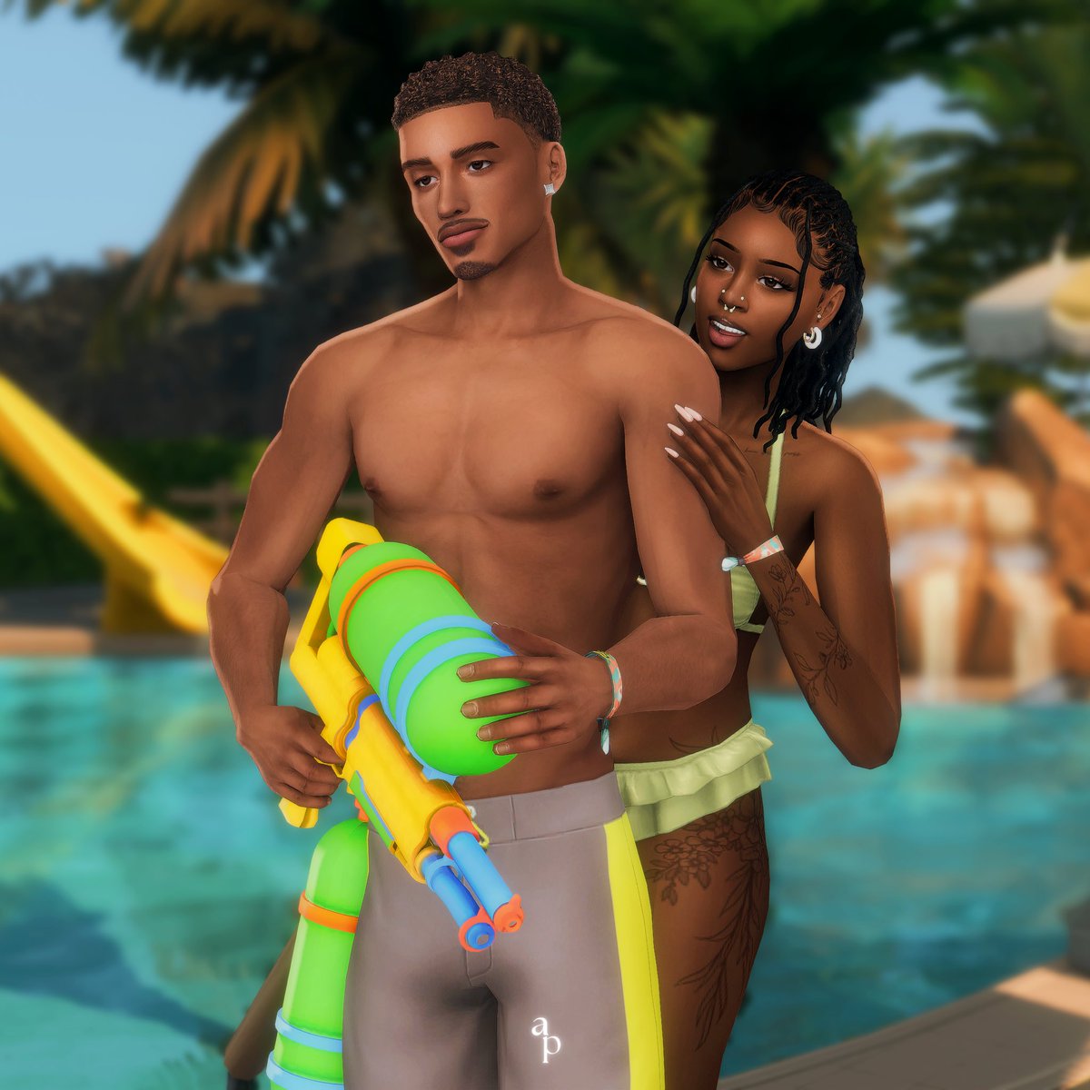 camille &amp; antony at the waterpark. 💚🏝️
