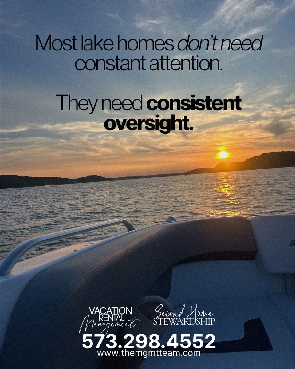 Lake homes don’t need constant attention.
They need consistent oversight.

Clear communication.
Professional standards.
Peace of mind.

If you own at the lake and live elsewhere, let’s have a conversation. 

themgmtteam.com
573.298.4552