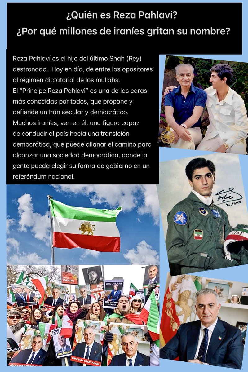 farxafs's tweet photo. El Príncipe Reza Pahlavi es la única persona de la oposición al régimen islámico, en la que confío, y a quien aclamo como alternativa para conducir a los ciudadanos de Irán a una transición sana y democrática, donde se pueda elegir el futuro modelo del gobierno del país. https://t.co/1hNCS2o36l