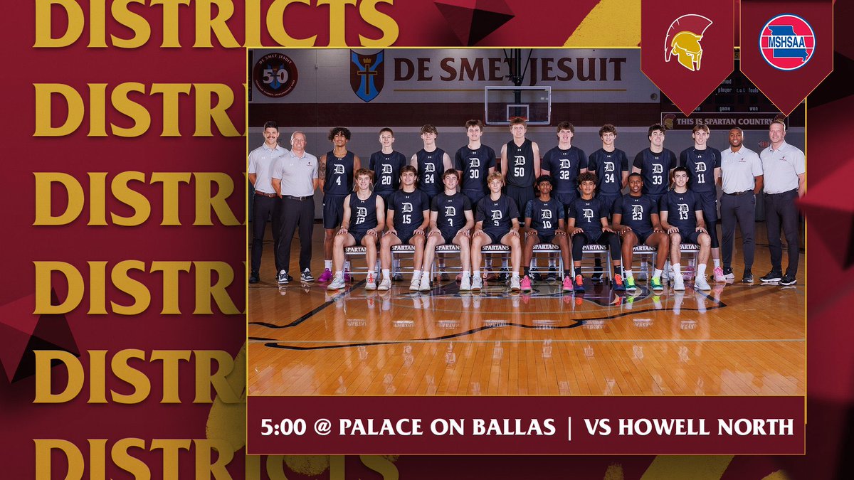 DeSmetJesuitHS's tweet image. Good luck to our Basketball #Spartans as they open @MSHSAAOrg #District play tonight at 5 vs FHN at #PalaceOnBallas

🎟️ desmet.org/tickets (No Passes)
📺 desmet.org/dsn (PPV)
@DeSmet_ADBarker @STLhssports