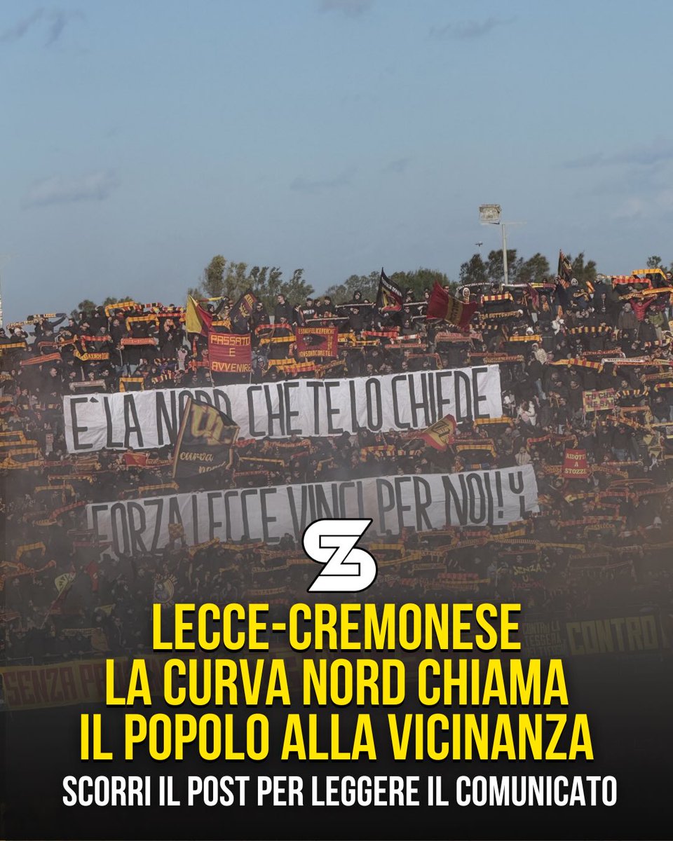 Sportzine_it's tweet photo. La #Curva #Nord del #Lecce #chiama a #raccolta il #popolo #giallorosso in #vista dello #scontro #salvezza di #domenica #contro la #Cremonese 🔥💛❤️
Si ringraziano le #pagine #Instagram leccesidallanascita (https://t.co/YibzKFxhAL) e officialeccefan (https://t.co/11kQ6OMyMt) https://t.co/Jgod54rbqK