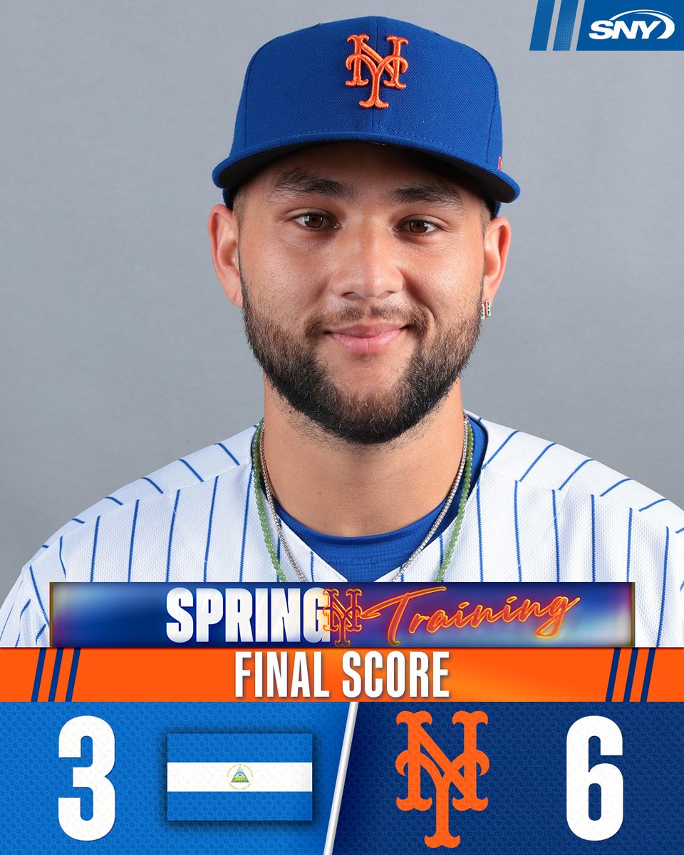 SNY_Mets's tweet image. The Mets beat Team Nicaragua in Port St. Lucie!

🔸 Marcus Semien: 1-2, 2 R
🔸 Bo Bichette: 1-1, RBI
🔸 Francisco Alvarez: 1-3, RBI
🔸 Chris Suero: 1-1, HR
🔸 Devin Williams: 1 IP, 3 K