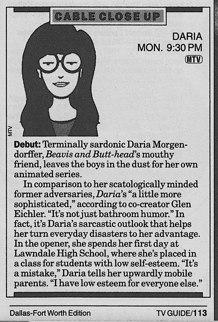 Daria first premiered on MTV on this day in 1997.
