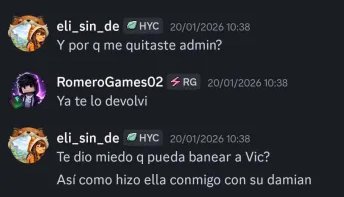 Ya que andan muy activos por aqui 

Los invito a mi server de dc donde esta todo lo que he publicado aqui y mas cosas 

Aun esta el historial de chat de esta que se quiere hacer ahora la victima

discord.gg/teamrg

Proof???? 
Perdón xd se me quedo esa frase