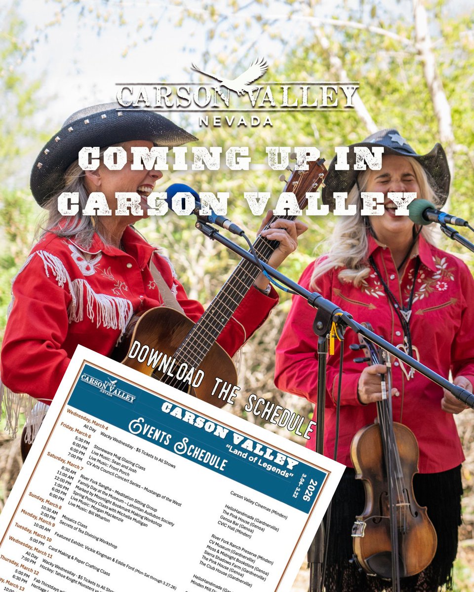 From community gatherings that bring familiar faces together to hands-on classes that let you paint, plate, or play, Carson Valley is full of ways to plug in and participate.

👉 Take a look at what’s coming up and make it a week worth remembering: visitcarsonvalley.org/events-news/ca…
