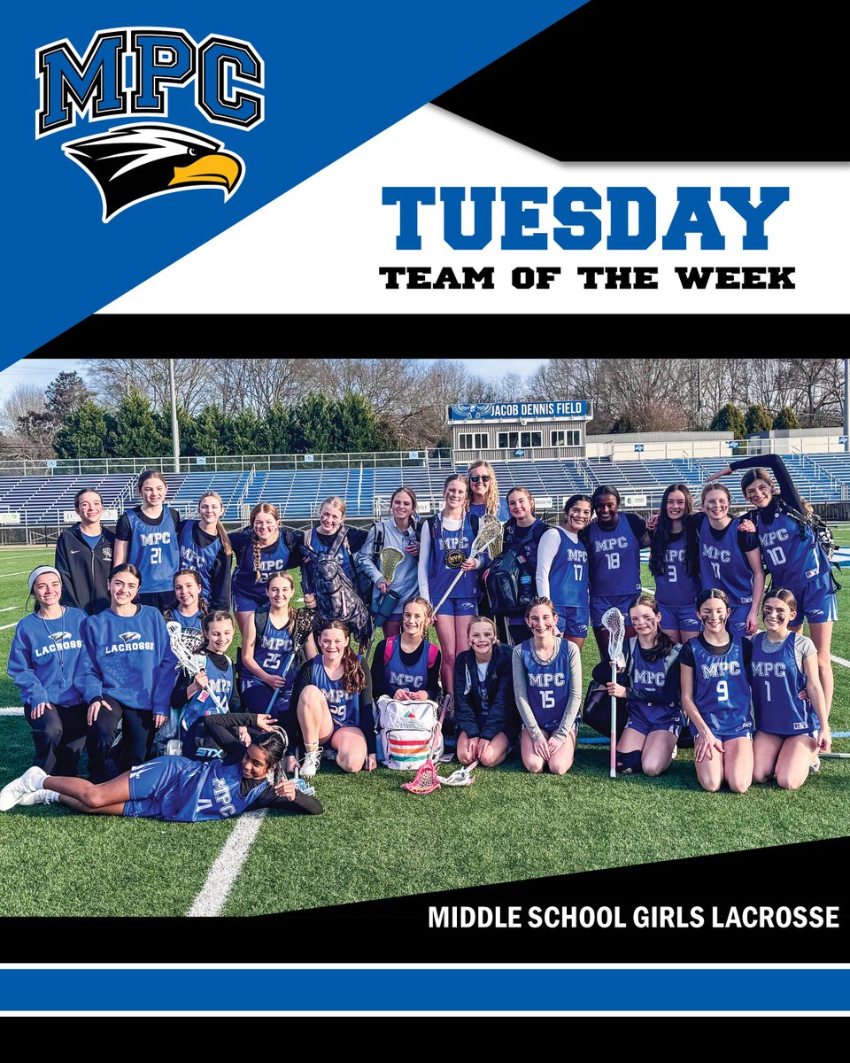 MPCAthletics's tweet photo. This week our #TuesdayTeamOfTheWeek is the #MPCLacrosse middle school girls team!
#MPCWAY | #MPCAthletics https://t.co/utPq2QvOSb