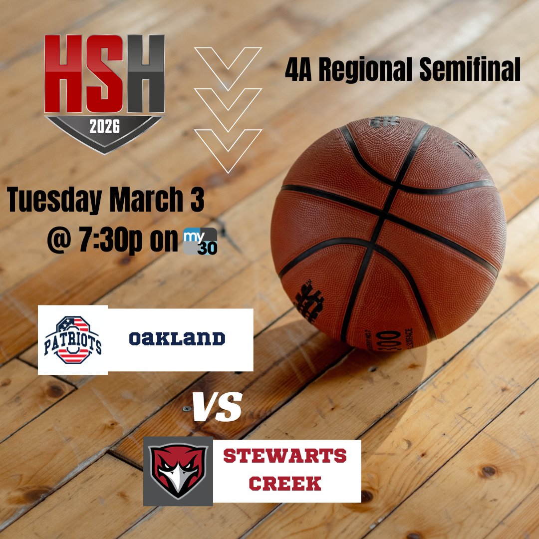 MyTV30_Sports's tweet photo. HSH Playoffs are here tune in TONIGHT at 7:30p as @oaklandtnbball take on @RedHawksFlight 🏀 https://t.co/bCshuCu7zn