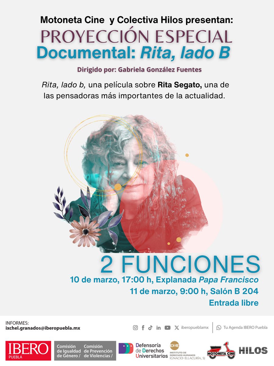 Idhie_Iberopue's tweet photo. Te invitamos a la presentación del documental: Rita: lado B. 10 Y 11 de marzo en la @IberoPuebla  
https://t.co/0CUBV4gC6u https://t.co/pNET4qxOdQ