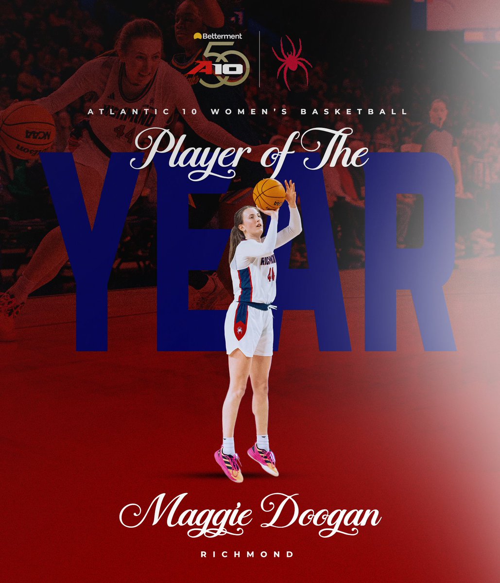 A10WBB's tweet photo. 𝗕𝗔𝗖𝗞-𝟮-𝗕𝗔𝗖𝗞 🔥🔥

For the second consecutive year, Maggie Doogan is the A-10 Women's Basketball Player of the Year!

Check out the full All-Conference Teams at the link below!
🗞️ https://t.co/cyyJTC3ZJy

#A10WBB | @SpiderWBBall https://t.co/H7fdbPSMSL