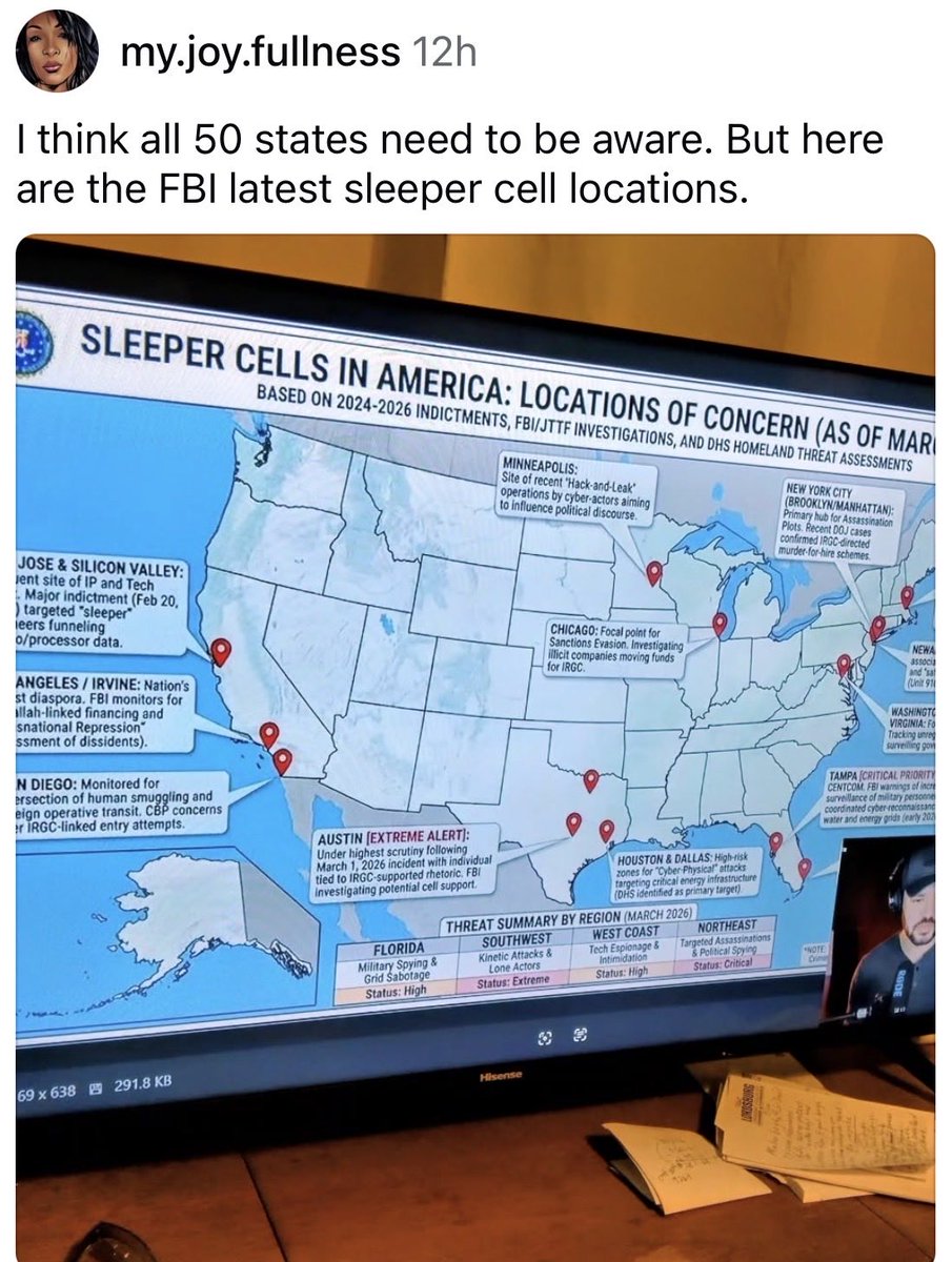 p8rt3518's tweet image. ⁦@GregAbbott_TX⁩ ⁦@KenPaxtonTX⁩ ⁦@TexasSenateGOP⁩ ⁦@SenTedCruz⁩

Oh hey look, three #sleepercell locations are in #Texas.

What are you going to do about it?