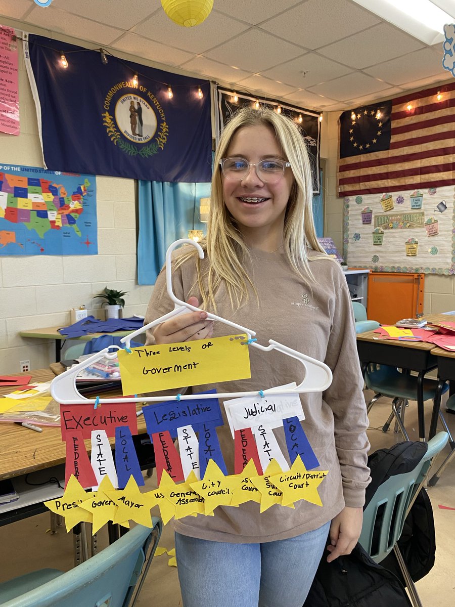 tkerns's tweet photo. 5th graders brought civics to life by creating a hands-on mobile to model the three branches of government! 🇺🇸 Understanding Executive, Legislative, &amp; Judicial branches helps them see how power is balanced and why it matters. Learning that sticks! ✨📚 @KEDCGrants @passport2lead https://t.co/7EztG0LvlR