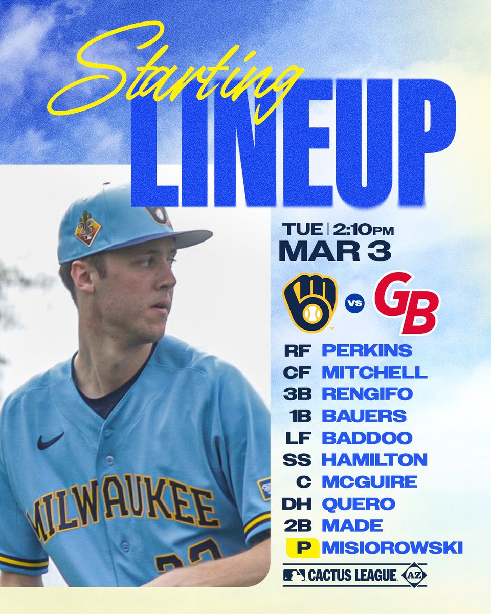 Brewers's tweet photo. Jacob Misiorowski debuts against the Brits 🇬🇧

📻: https://t.co/Nvy2XgSTzH

#ThisIsMyCrew https://t.co/qVlZdVhMjv