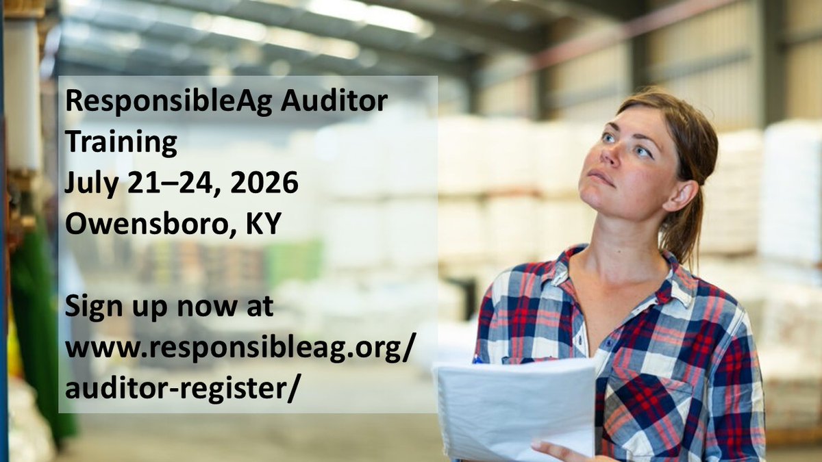 ResponsibleAg's tweet photo. Ag safety consultants &amp; industry professionals — ResponsibleAg is training the next class of credentialed auditors. Independent or company-based, you could become an essential part of agricultural business safety. 
Learn more: https://t.co/5dq15NmhH9 https://t.co/CLXgO8hFE7