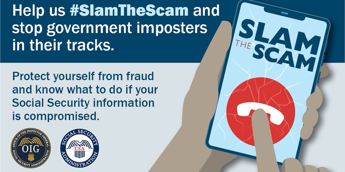 OIGUSPS's tweet image. It’s National Consumer Protection Week! Help us #SlamTheScam—don’t let government imposters fool you. Spot scams, know the red flags, and report suspicious activity at bit.ly/4ck77PH. #NCPW2026 #USPSOIG