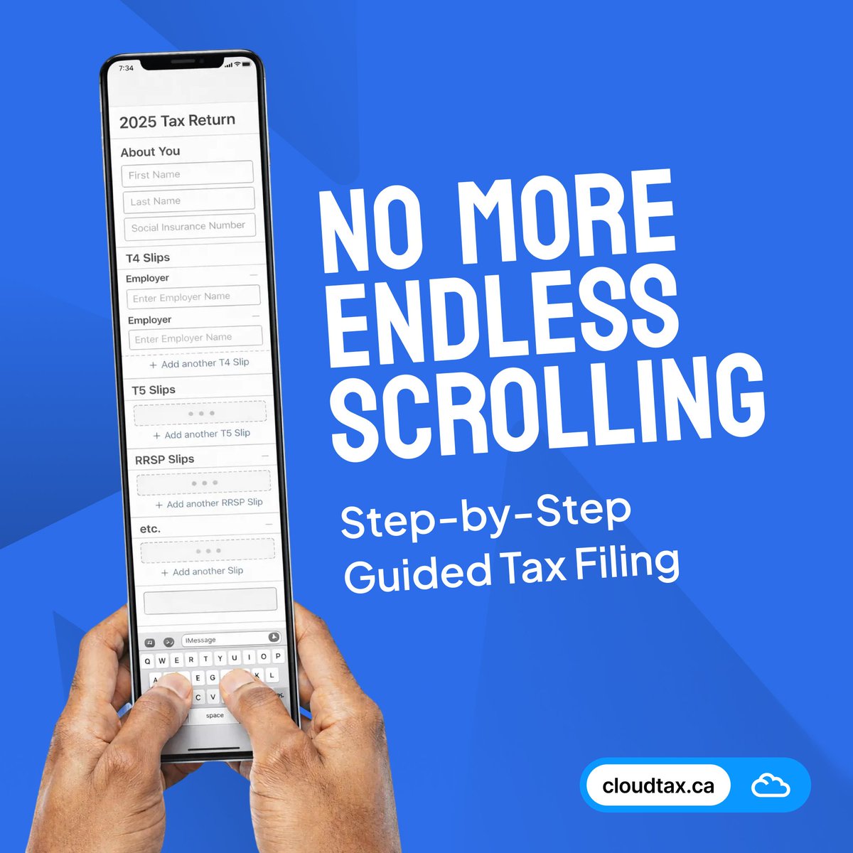 No more long forms and endless scrolling.

CloudTax walks you through your return step by step. Simple, clear, and easy from start to finish. 

#CloudTax #TaxSeason2026 #StepByStep #EasyTaxFiling #CanadianTaxes #NETFILE #EFILE #TaxMadeSimple #FileWithConfidence #T1Filing