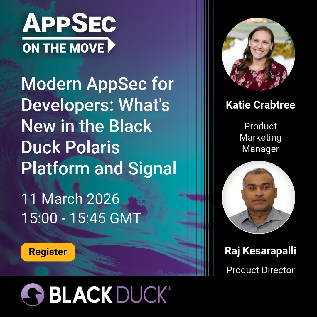 Discover how the latest Black Duck innovations help developers spot risks earlier, prioritize what matters, and ship secure software faster. Don’t miss this hands on deep dive at AppSec on the Move. bit.ly/4qqHErj