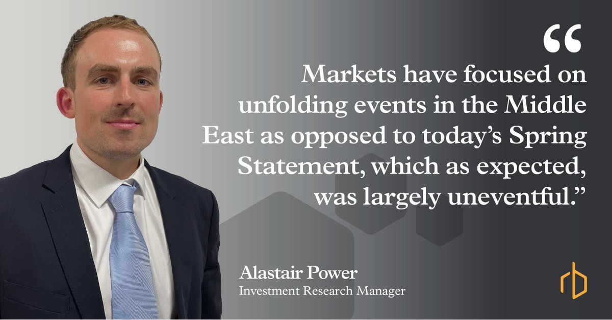redmaynebentley's tweet photo. Our Investment Research Manager, Alastair Power, shares his take on today’s Spring Statement:

“Markets have focused on unfolding events in the Middle East as opposed to today’s Spring Statement, which as expected, was largely uneventful." https://t.co/GodMb0XWeo