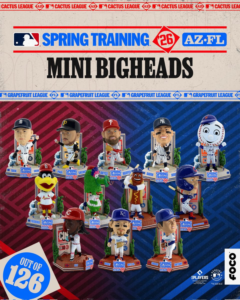 ManiaBobblehead's tweet photo. Order 👉🏻 https://t.co/5GVbm45YOU

2026 Spring Training League Mini Bighead Bobbleheads #bobblehead #SpringTraining #cactusleague https://t.co/SNUBNqfDei
